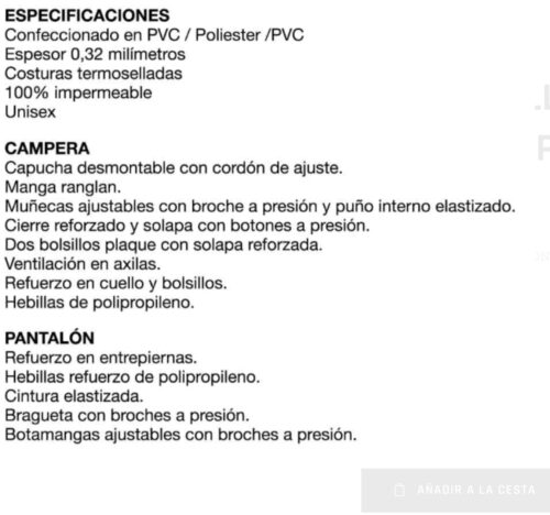 TRAJE DE LLUVIA AMARILLO PAMPERO PVC - Imagen 2