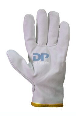GUANTE LINCOLN VAQUETA ELASTIZADO (A LA MANO) BLANCO TALLE 8 (RIBETE AMARILLO)