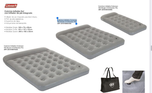Colchon Inflable Coleman GO Doble C/Inflandor Pie