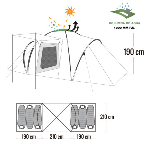 Carpa PatagoniaPro 6 Personas - Waterdog - Imagen 4